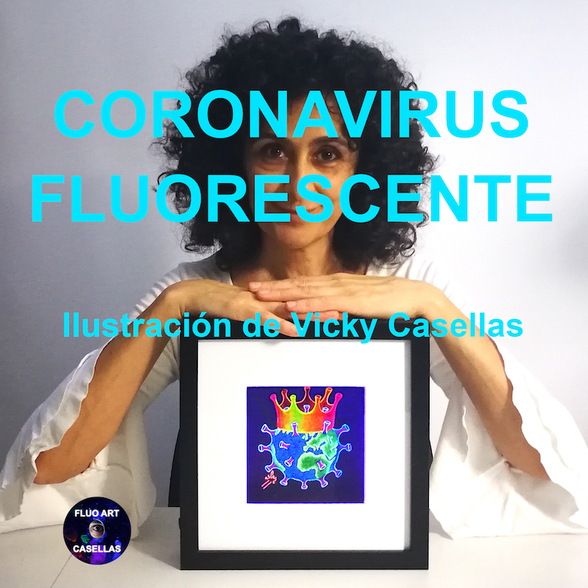 Coronavirus-fluorescente.-Ilustración-de-Vicky-Casellas.-Venta-de-arte-fluorescente.-Fluo-art-casellas