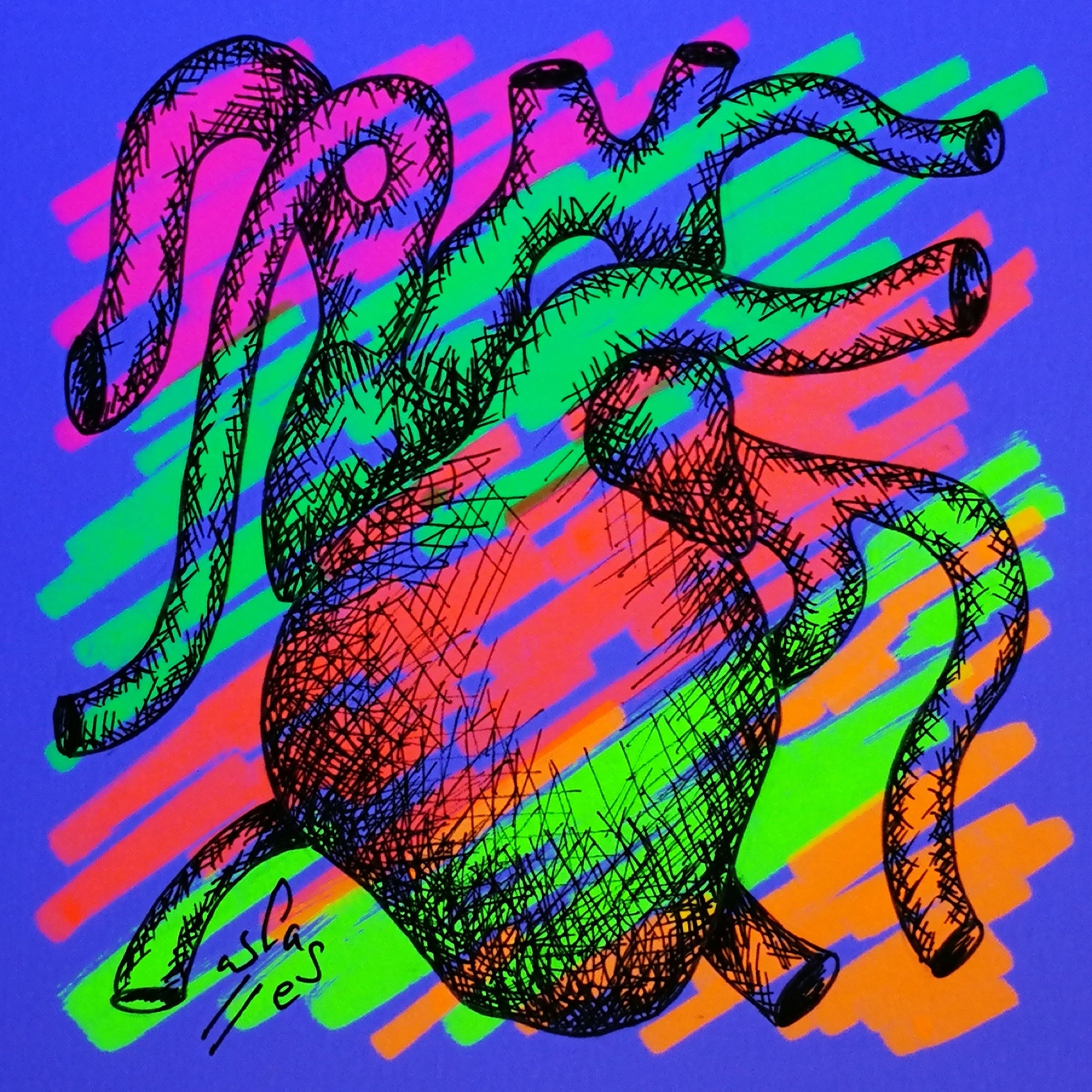 Corazón. Ilustraciones fluorescentes. Vicky Casellas