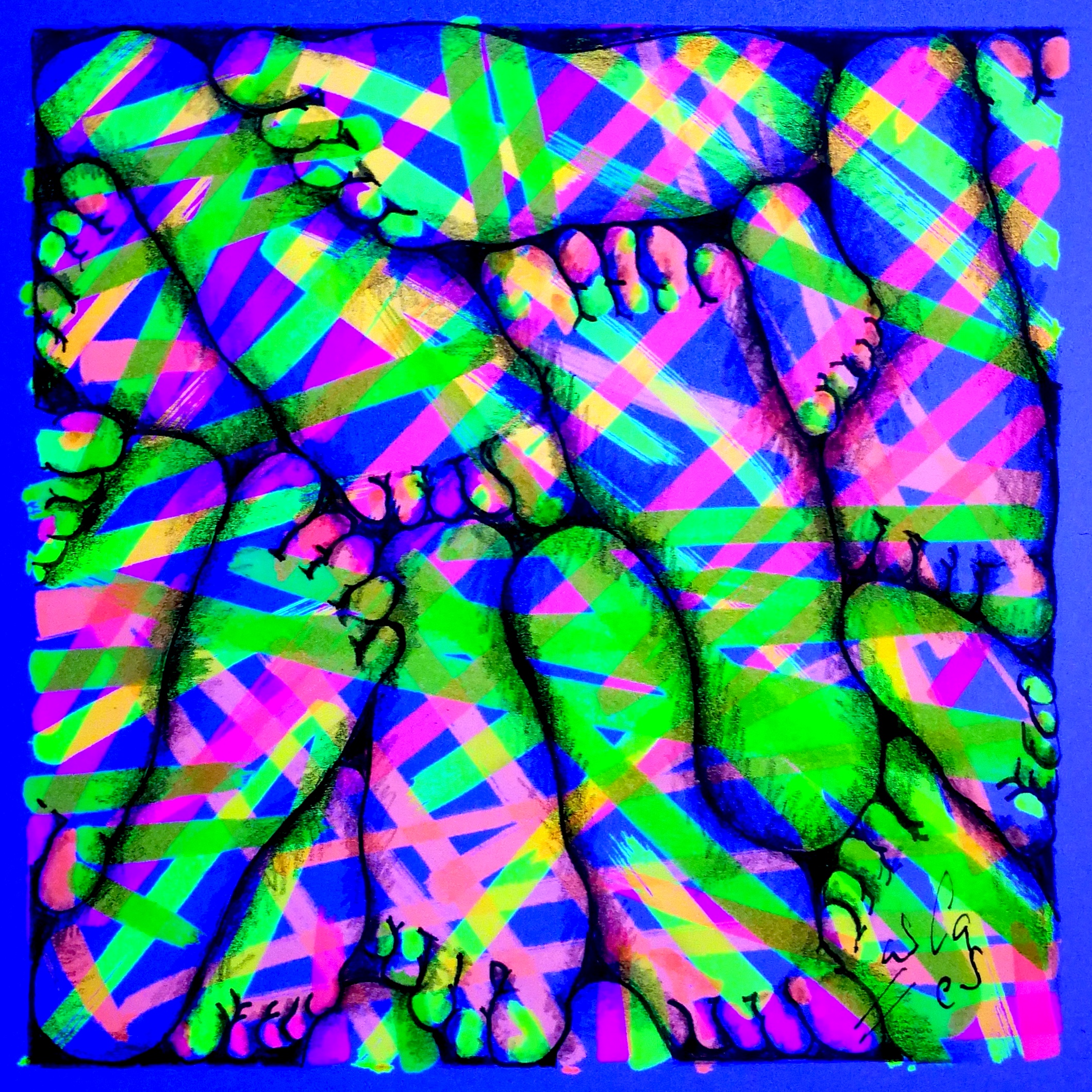 Pies de regalo (fluo), Vicky Casellas, Ilustración fluorescente
